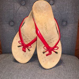 Vionic Bella Bow Red Flip Flop Sandals